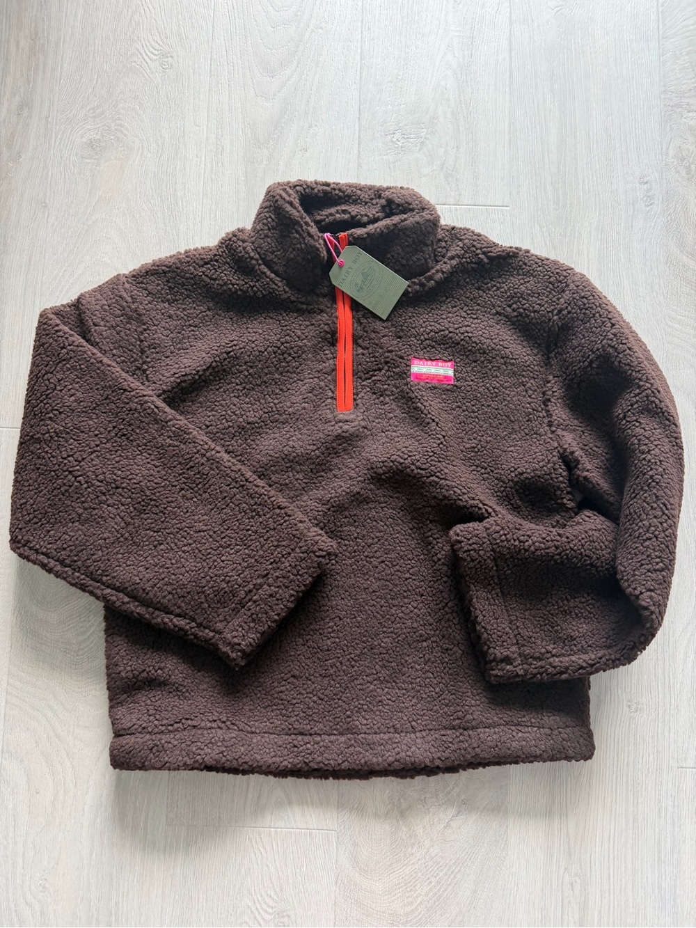 Dairy Boy  Brown Fleece Pullover with side toggles with Pink Accent Size XS/S